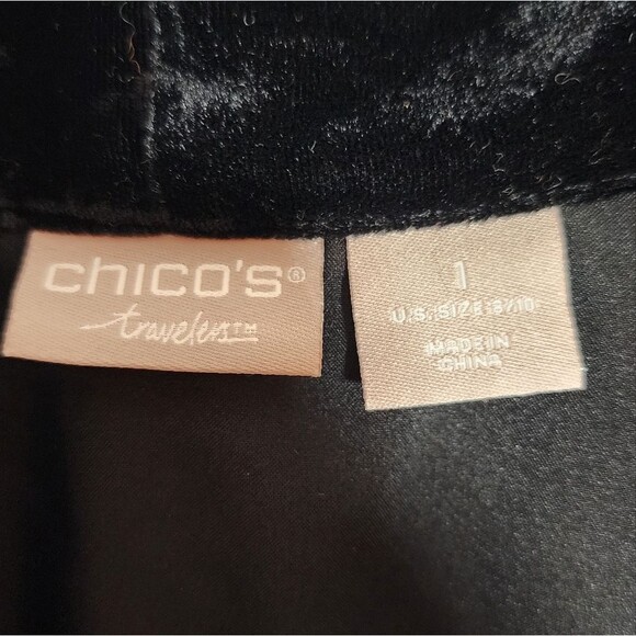 Chicos Travelers Black And Gray Paisley Print Velvet Open Front Long Cardigan M - Picture 5 of 7